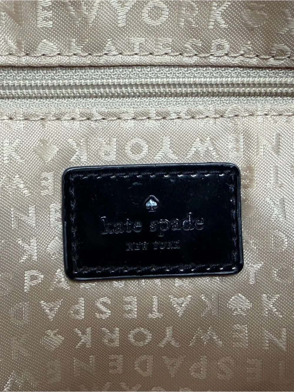 Kate Spade New York Black Patent Polka Dot Bow Tote Zip Shoulder Bag Large
